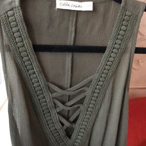 Deep V Olive green tank